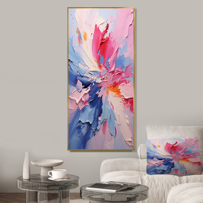 Encre rose et mauve, fleurs I - encre liquide, art mural abstrait