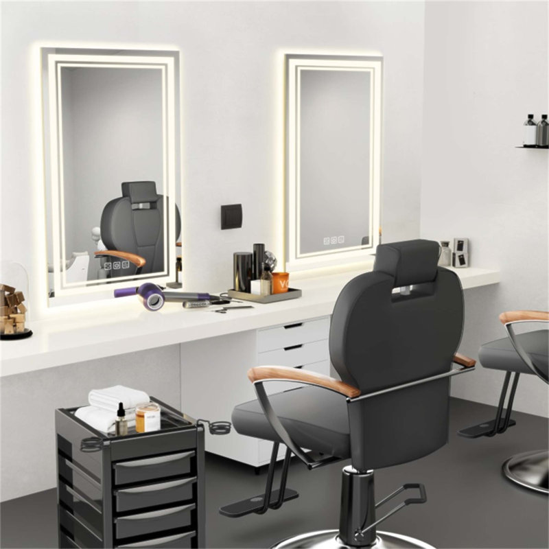 Miroir de salle de bain à DEL avec avant et rétroéclairage, désembuage 5 minutes, intensité variable en continu 3 couleurs, CRI90 +, fonction mémoire