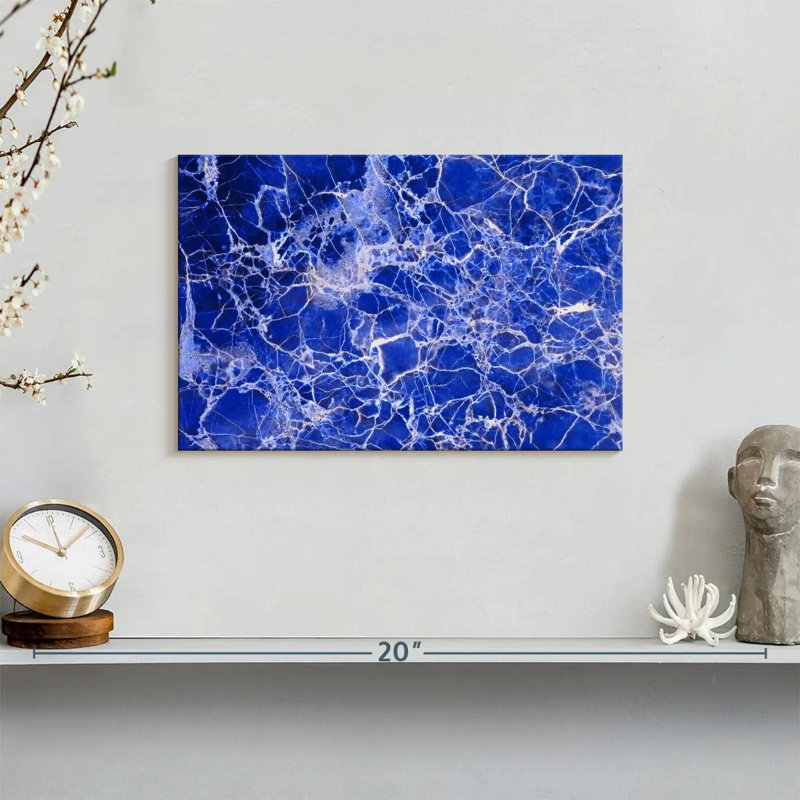 Avery Webbed Marble Blue Abstract, 8" H x 12" W