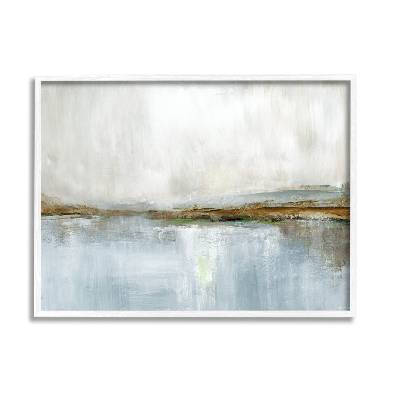 Scène de paysage nuageuse abstraite encadrée en blanc par Nan, H 11 po x l 14 po x P 1,5 po
