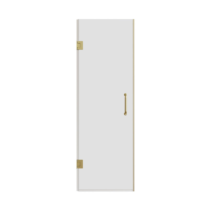 Porte de douche à charnière sans cadre avec verre trempé de 3/8 po x l 24 po x H 72 po, Or brossé