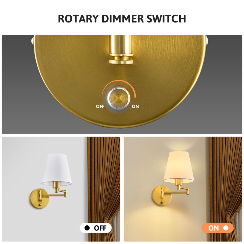 Swing Arm Sconce, Gold, 12.2" H x 7.09" W x 14.96" D