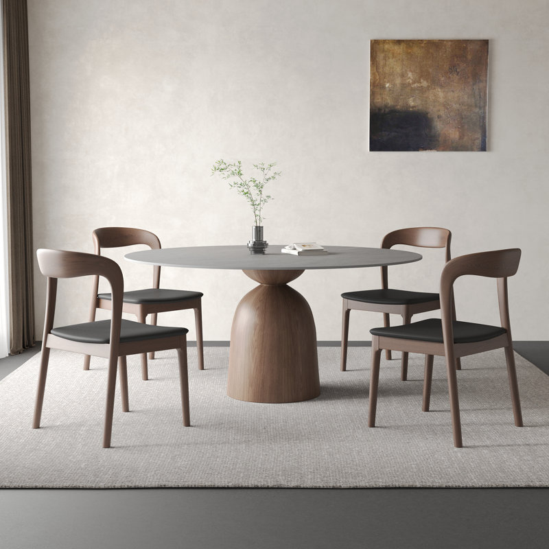 Ensemble de table de salle à manger Ikerne, H 29,50 po x L 53,10 po x l 53,10 po, 5 Pieces: Table, 4 Chairs, Grey
