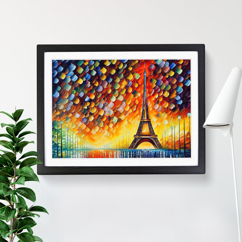 Eiffel Tower Paris Vol.4 - Single Picture Frame Painting, 46cm H x 64cm W x 2cm D, Black
