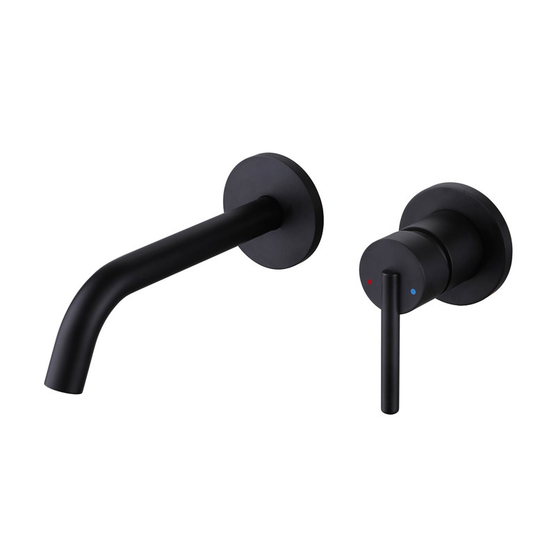 7.5" Wall Mounted Bathroom Faucet, Single Handle Lavatory Sink Faucet Bathroom Vessel Sink Faucet, Matte Black, No