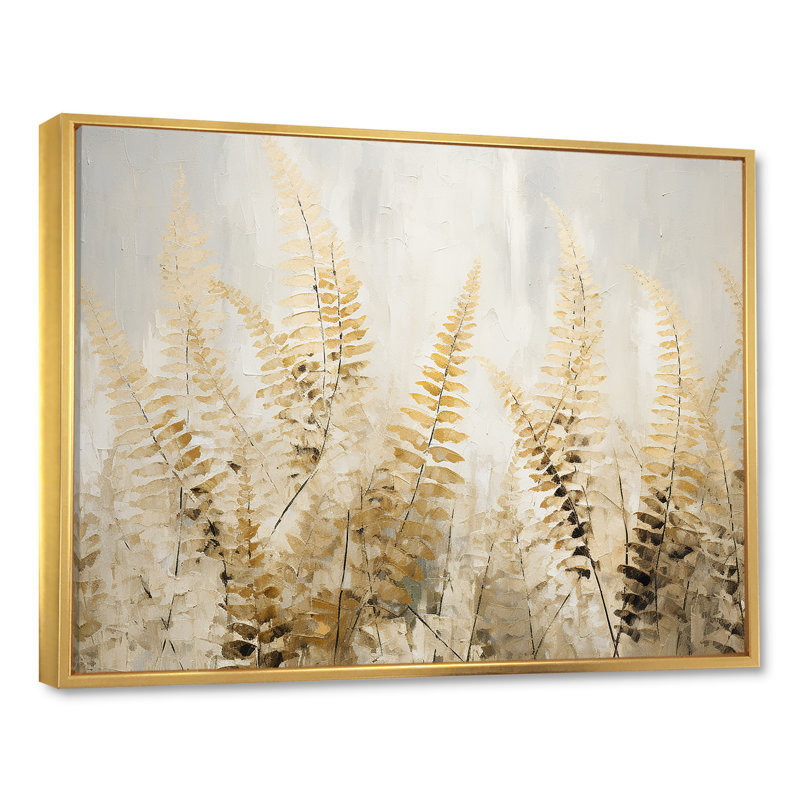 «Golden Ferns Silent Gracefulness» sur toile, H 34 po x l 44 po x P 1,5 po, Cadre flottant doré