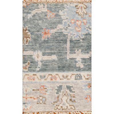 Cascade Hand Knotted Wool Area Rug in Gray