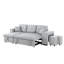 Canapé modulaire réversible avec 2 repose-pieds et canapé-lit, fauteuil de rangement rembourré en lin gris