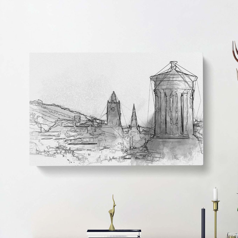 View Of Edinburgh Skyline In Abstract - Wrapped Canvas Print, 40cm H x 60cm W x 3cm D