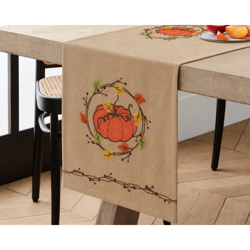 Pumpkin Wreath Table Runner, 36" L x 13" W