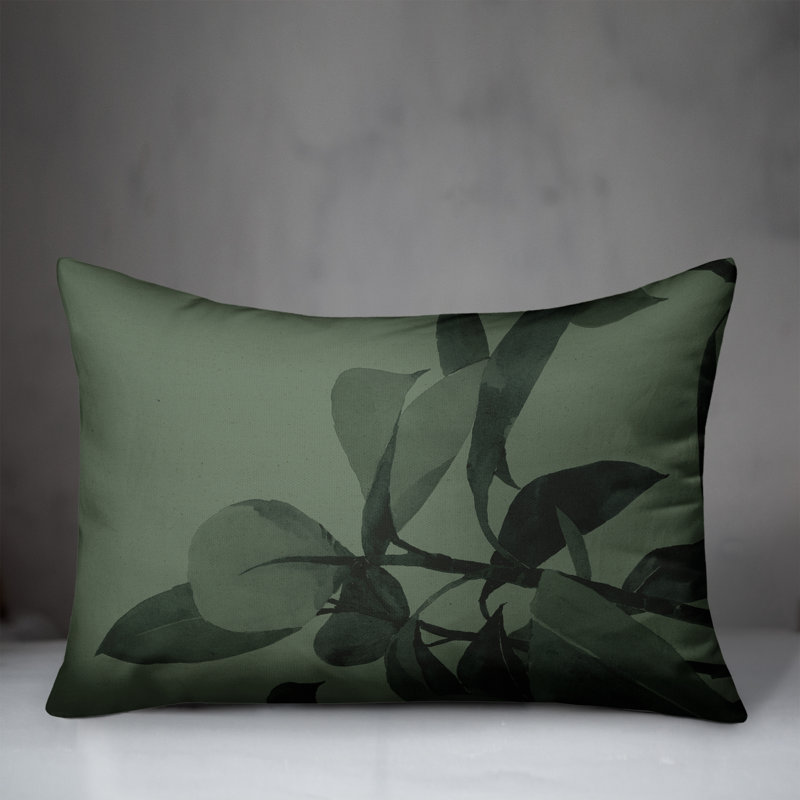 Floral Outdoor Reversible Throw Pillow, Green