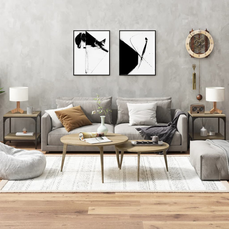 Gerlad Frame Side Table Set, Sonoma Oak