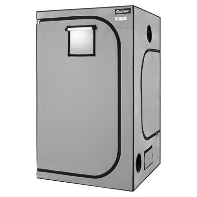  4x4 Grow Tent, 48''''x48''''x80'''' High Reflective Mylar W/observation Window Gray  