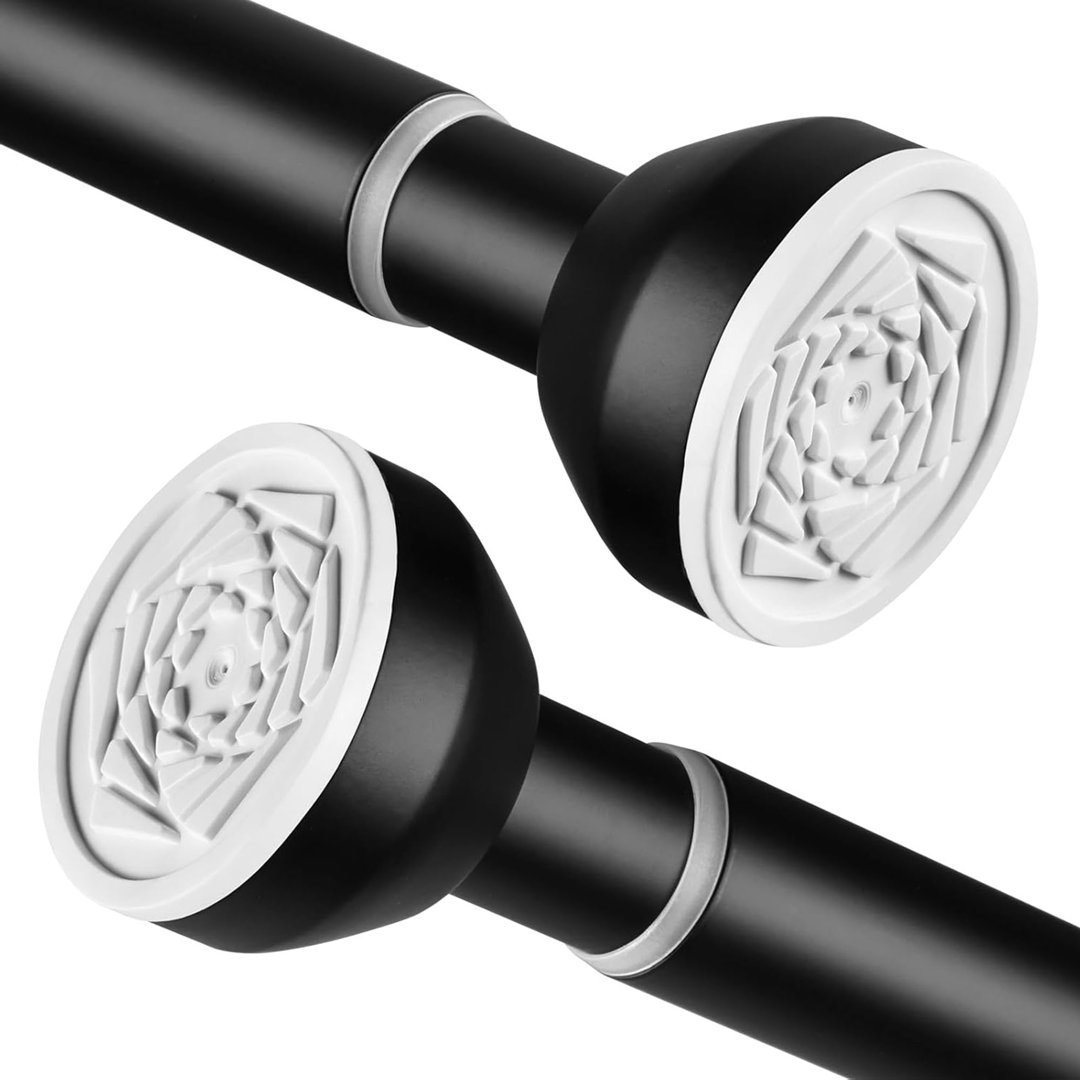 125cm Straight Tension Shower Curtain Pole & Hook Set