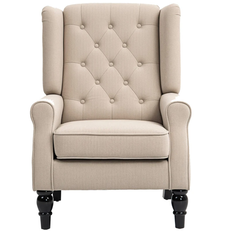 Chaise longue capitonnée à boutons, beige