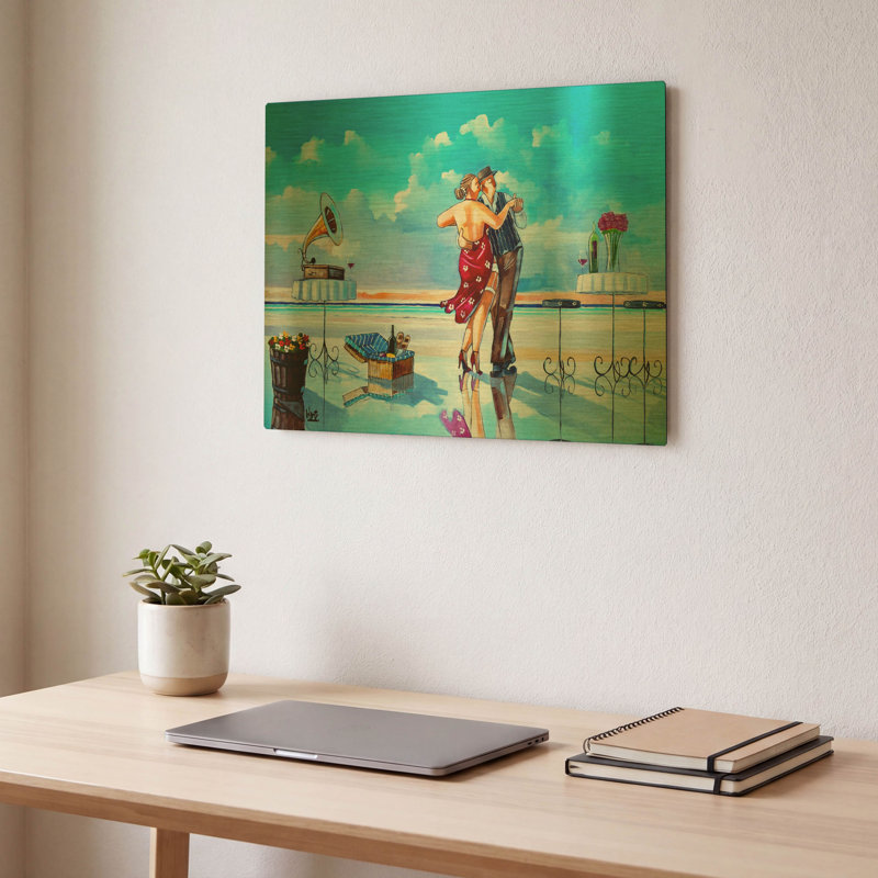 « Lambada au coucher du soleil » de Ronald West, tableau mural en métal doré, 40,6 cm x 30,5 cm, 16 po x 12 po