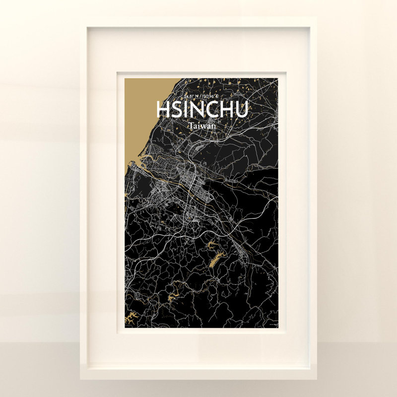 Hsinchu City Map In Luxe - No Frame Print, 36cm H x 24cm W x 0.05cm D