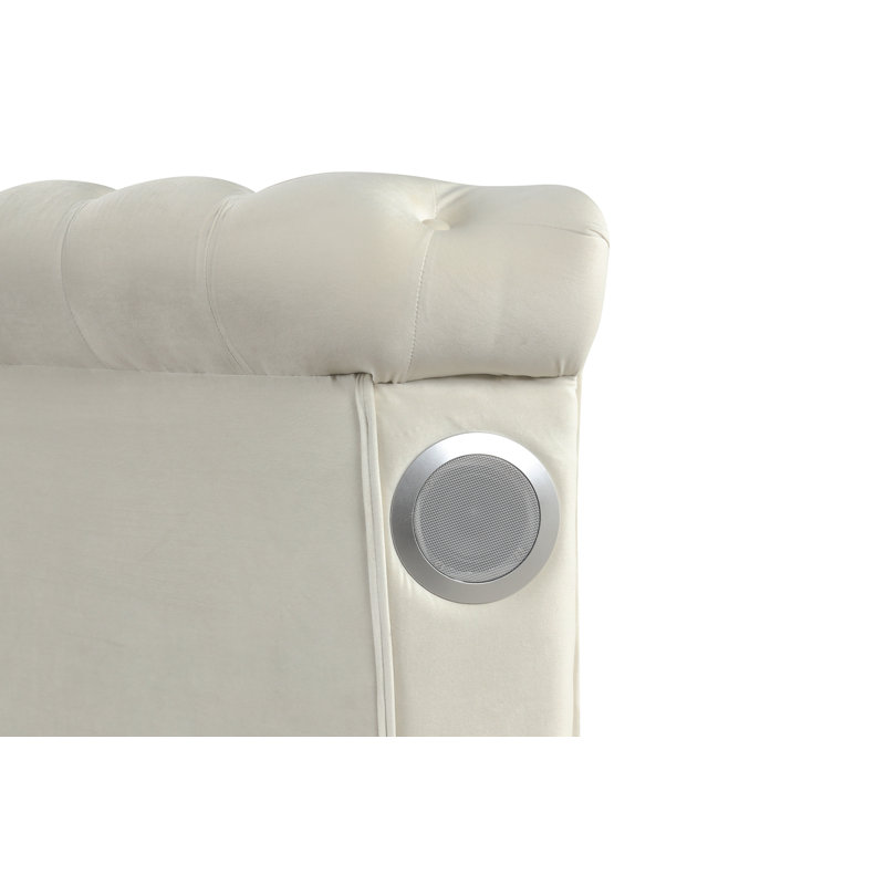 Ensemble de chambre avec très grand lit 4 pièces de style moderne avec ports USB et bois de couleur crème hazel (inventaire CA)
