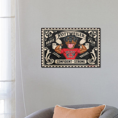 Rottweiler Muscles Stamp by Danny Gordon - Gallery-Wrapped Canvas Giclée on Canvas