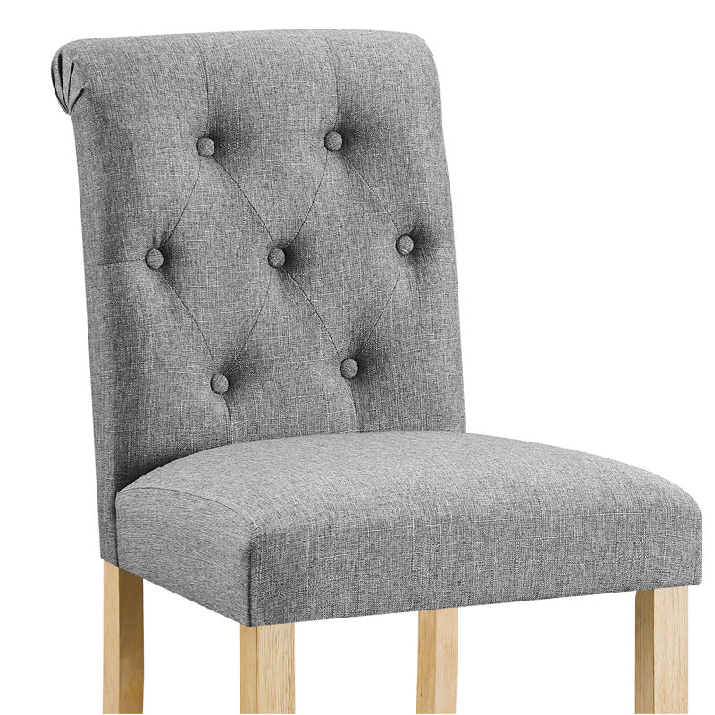 Tabourets en bois massif capitonnés à hauteur de comptoir, ensemble de 2, gris, Gray, Gray