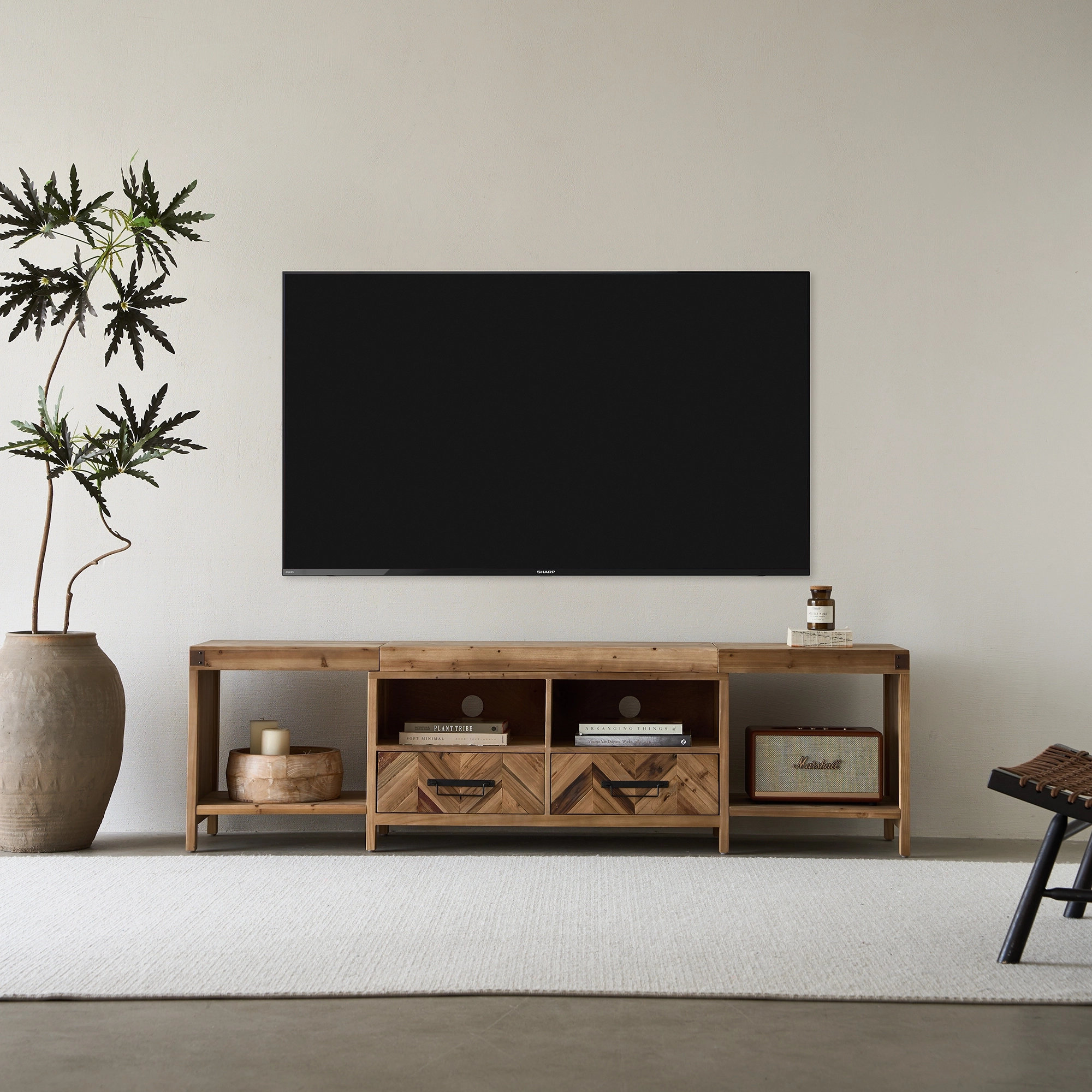 George Oliver Mahisha Rustic Wood TV Stand Entertainment Center with ...