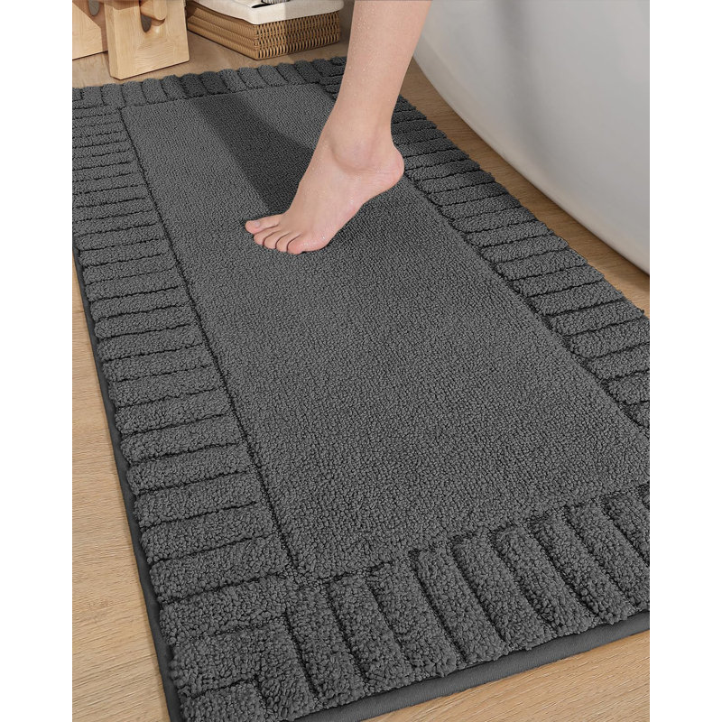 Kaziyah Microfiber Bath Rug, 24" W x 43" L, Dark Gray