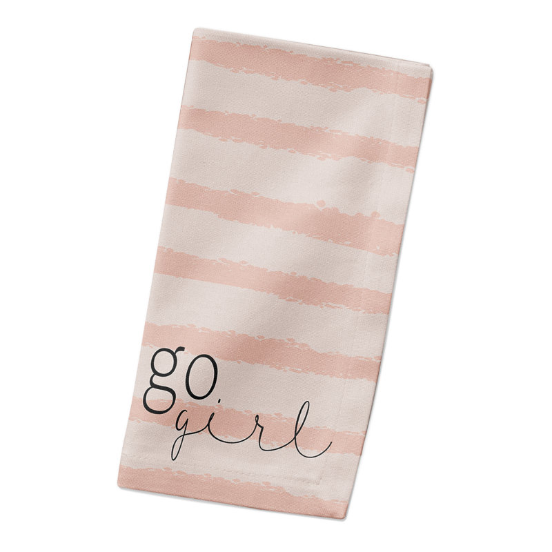 Serviette en coton 10 po Go Girl, Crème / rose