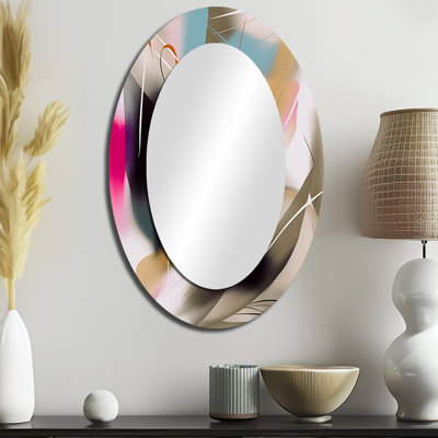 Shape Abstract Artwork III - Miroir mural ovale moderne rose