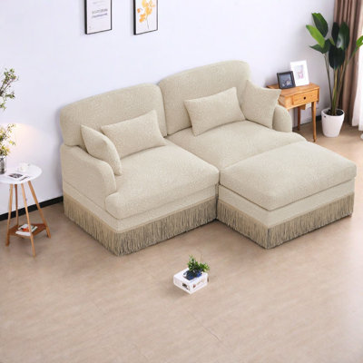 Canapés modulaires à assise profonde, canapé en chenille contemporain à pampille pour la maison