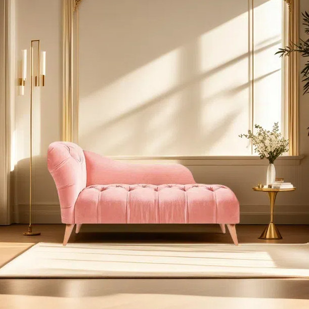 Méridienne simple en flanelle, Rose, Orienté à gauche (vu de face)