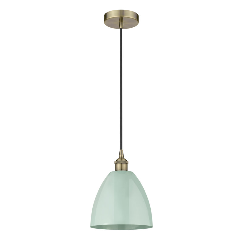 Luminaire suspendu simple à 1 lumière Schiavone, Laiton antique, Écume de mer