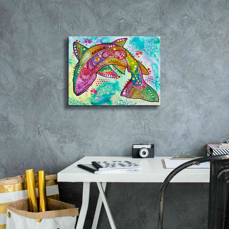 «Rainbow trout» par Dean Russo, art mural sur toile, H 12 po x l 16 po x P 0,75 po