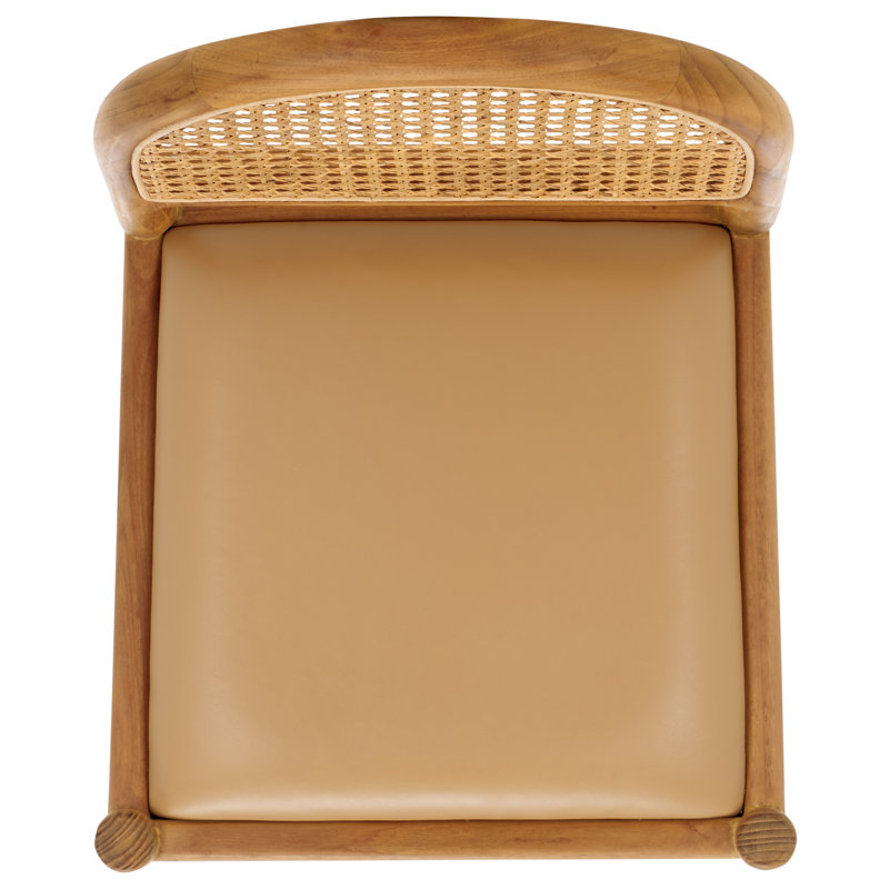 Laylie Rattan And Leather Counter Stool, Tan