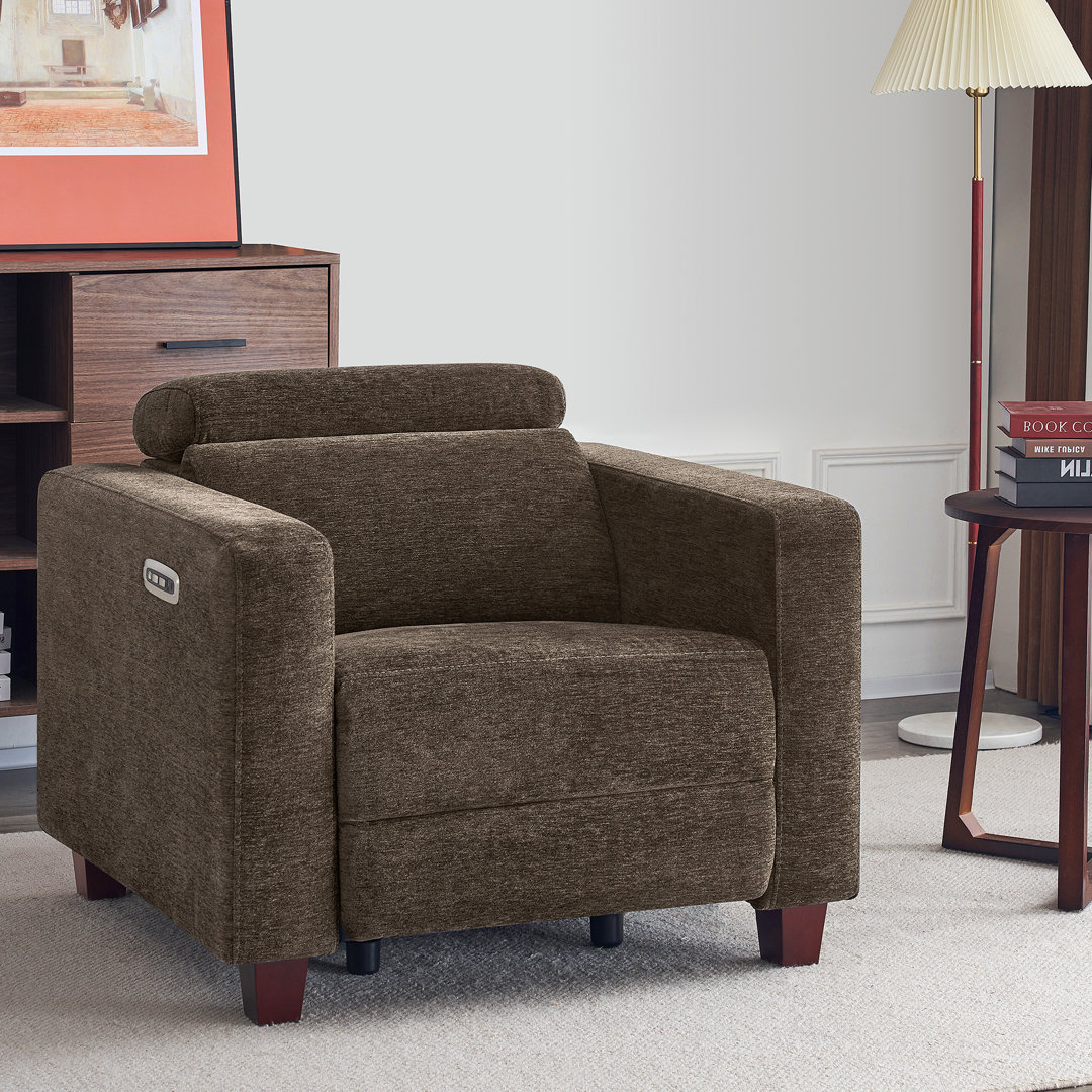 Cabrero Wall-hugger Power Recliner, High Leg Recliner with Adjustable Headrest, Fabric Upholstered Latitude Run® 