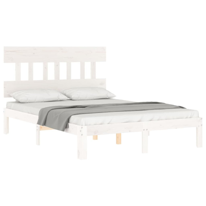 Bed Frame with Headboard, White, Small Double (4')