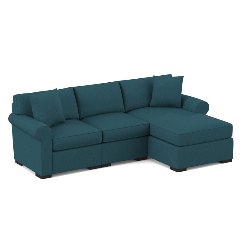 Star Upholstered L-Shaped Sectional, Bella Peacock Performance Velvet, Right Hand Facing