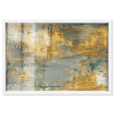 Rustic Glamour I Shadowbox Print Golden Wall Decor by Art Remedy, White Frame, 36 x 24