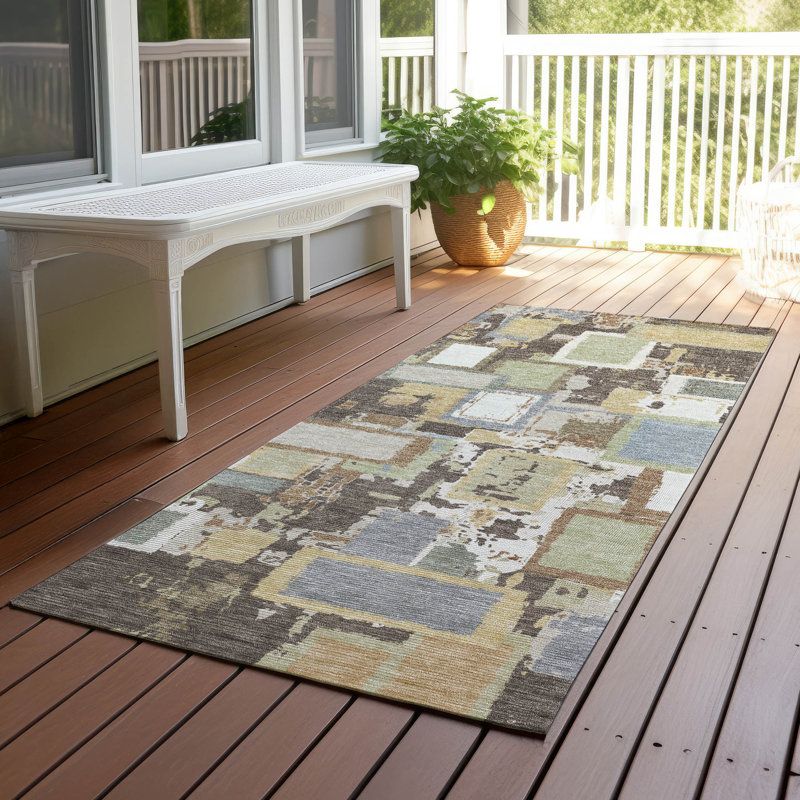 Machine Washable Indoor/Outdoor Boruta ACN2246 Geometric Rug, Runner 2'3" x 7'6"