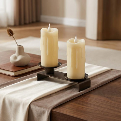 Ensemble de deux bougies votives sans flamme beige