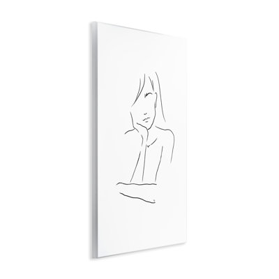 Triste femme, dessin au trait, plaque murale, design par Martina Pavlova