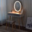 Angeligue Vanity Table Set with Adjustable Brightness Mirror and Cushioned Stool-1924019936