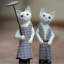 2 Piece Bali Cat Couple Figurine Set