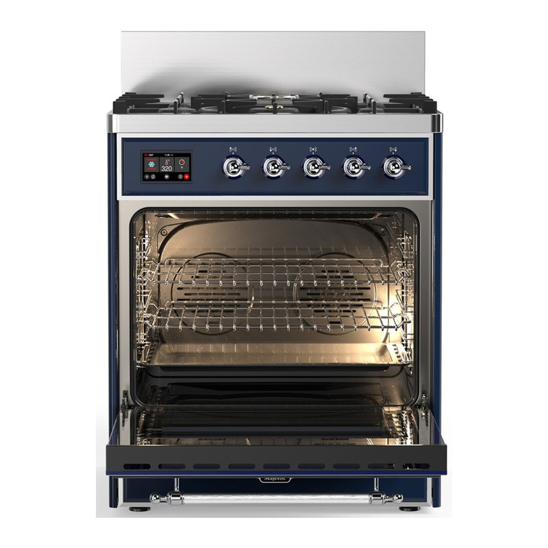 Majestic III Series 30 Inch Dual Fuel Range with 5 Sealed Burners in Emerald Green (Natural Gas, Burnished Trim), Chrome