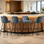 Modern Fabric Upholstered Bar Stools with Spring and Footrest 12cm-thick Cushion-369046822