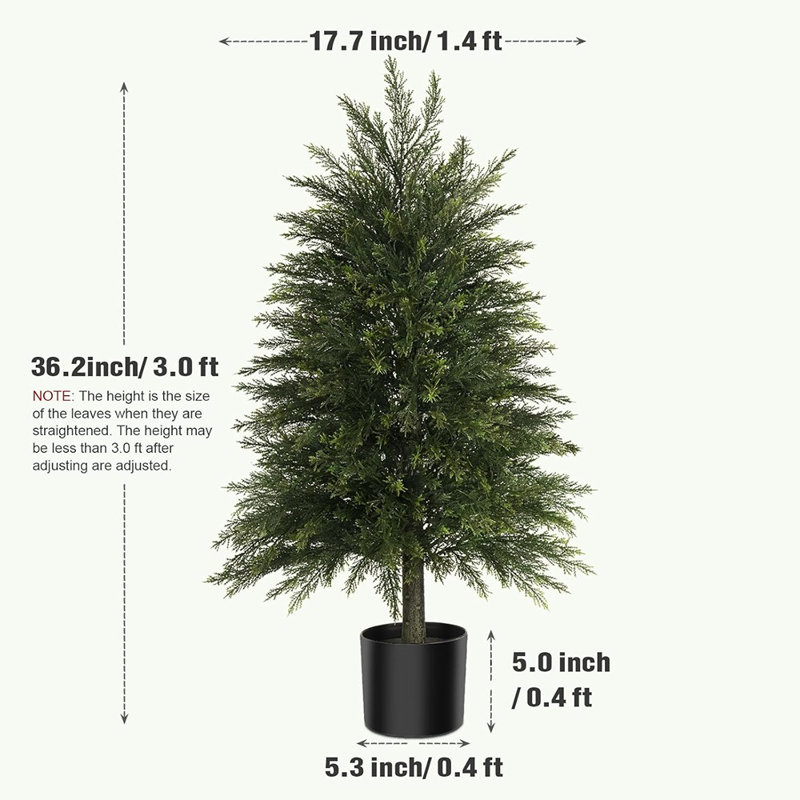 Artificial Cedar Trees Set Of 2, Realistic Faux Evergreen To...