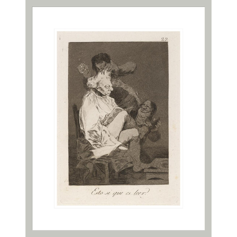 Esto si que es leer. (Cela est certainement capable de lire.) Par Francisco de Goya, H 21,75 po x l 17,08 po