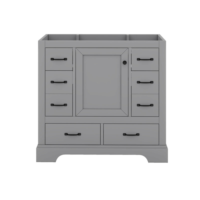 Meuble-lavabo 36 po sans lavabo, séparateur de tiroir multifonctionnel, tablette réglable, Gris