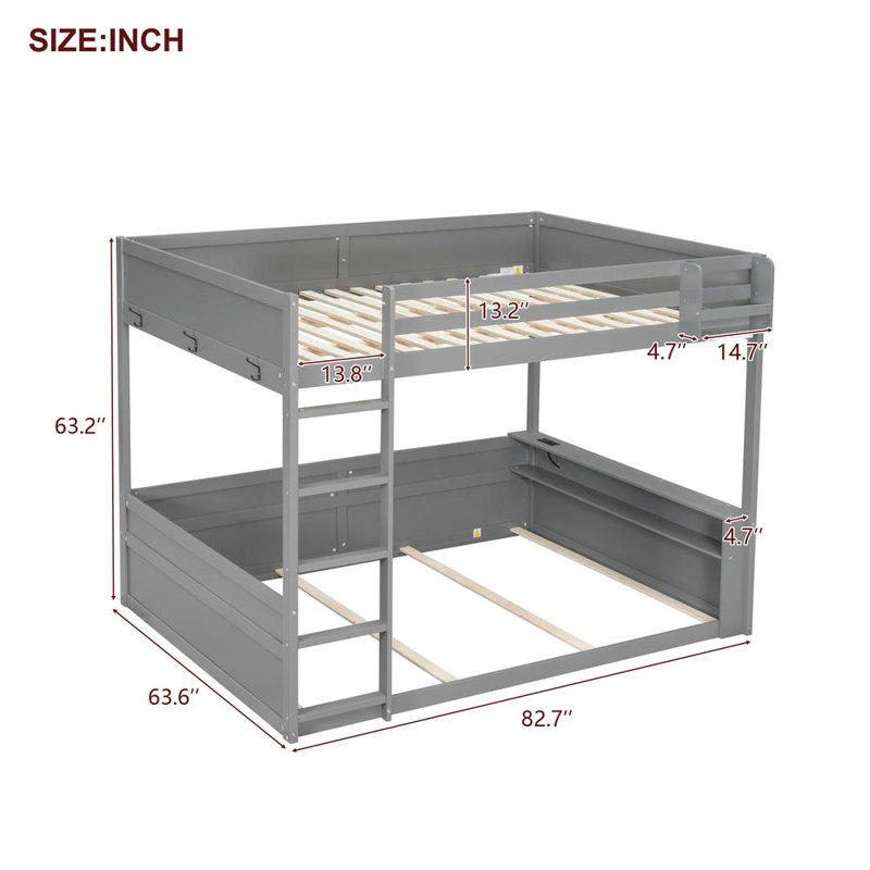 Grand lit superposé en bois, Gris
