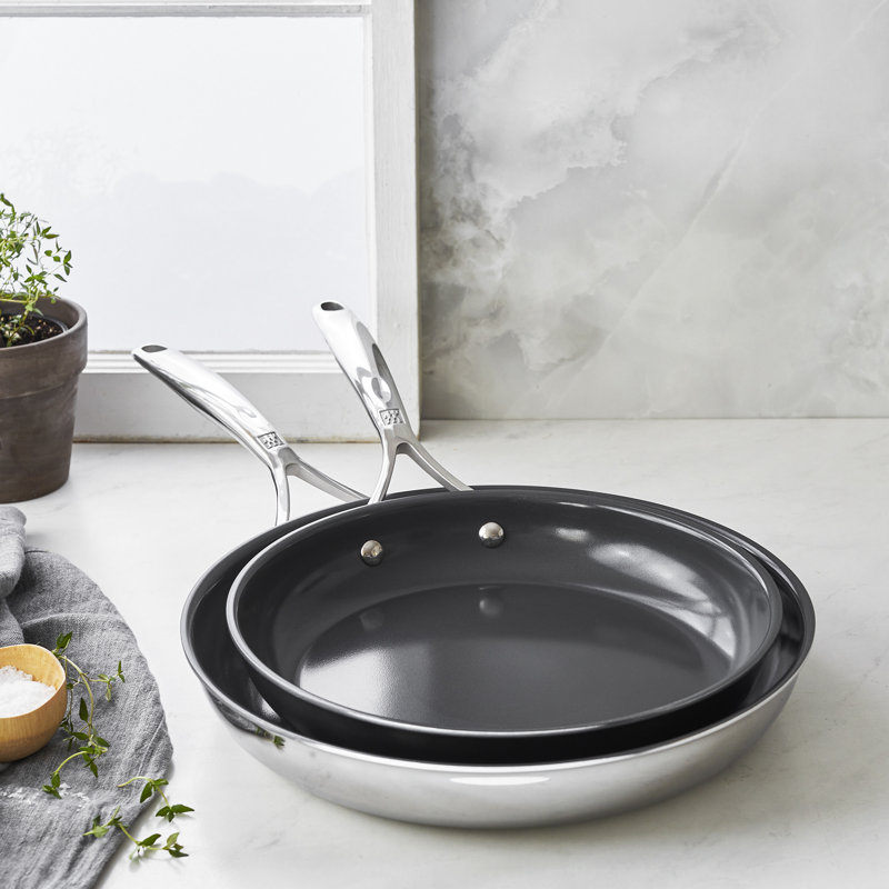 ZWILLING Energy Plus Stainless Steel Ceramic Nonstick Fry Pan Set