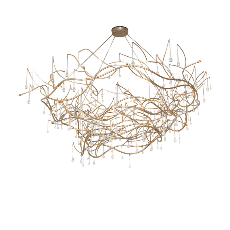 32 - Light Steel Dimmable Geometric Chandelier